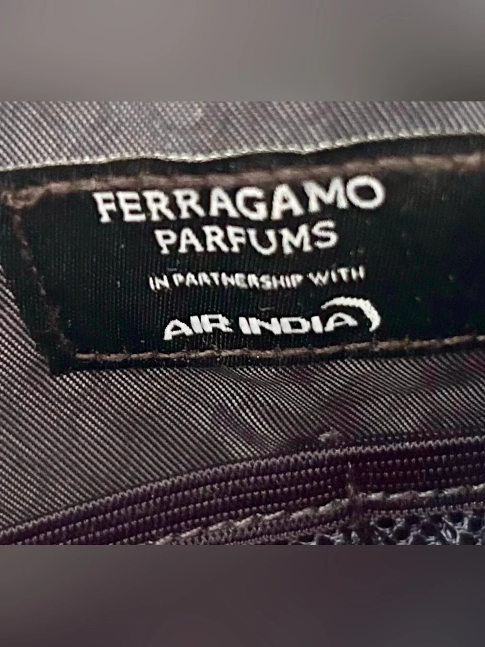 Salvatore Ferragamo navy Leather Cosmetic Pouch with Silver Plaque